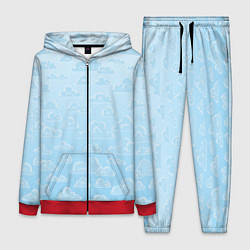 Женский 3D-костюм Очень светлые голубые облака, цвет: 3D-красный