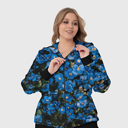 Женский 3D-костюм Поле синих цветов фиалки лето, цвет: 3D-черный — фото 2