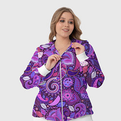 Женский 3D-костюм Фиолетовый этнический дудлинг, цвет: 3D-белый — фото 2