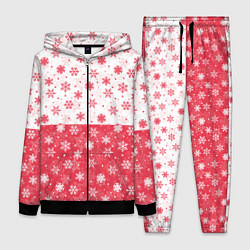 Женский 3D-костюм Снежинки красно-белые, цвет: 3D-черный