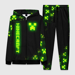 Женский 3D-костюм MINECRAFT NEON LOGO CREEPER, цвет: 3D-черный