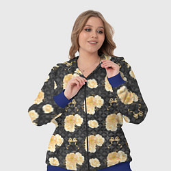 Женский 3D-костюм Желтые цветы на черном фоне, цвет: 3D-синий — фото 2