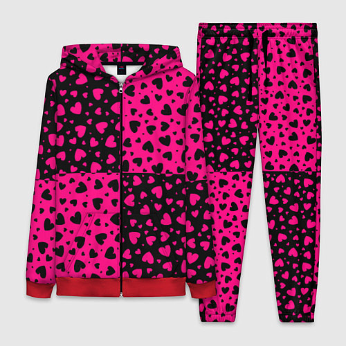 Женский костюм Черно-Розовые сердца / 3D-Красный – фото 1