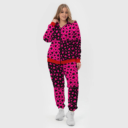 Женский костюм Черно-Розовые сердца / 3D-Красный – фото 4