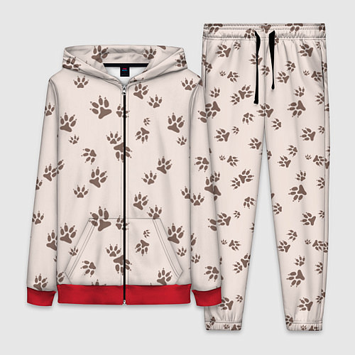 Женский костюм Бежевый паттерн лапки / 3D-Красный – фото 1