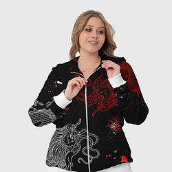 Женский 3D-костюм Китайский дракон Красно - Белый, цвет: 3D-белый — фото 2