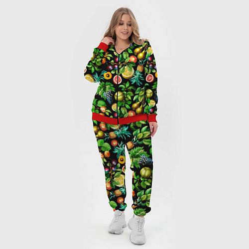 Женский костюм Сочные фрукты - персик, груша, слива, ананас / 3D-Красный – фото 4