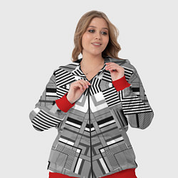 Женский 3D-костюм Черно белый современный геометрический узор Симмет, цвет: 3D-красный — фото 2