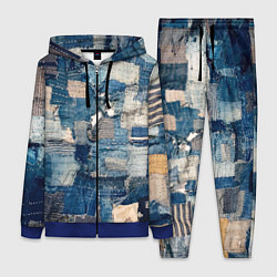 Женский 3D-костюм Patchwork Jeans Осень Зима 2023, цвет: 3D-синий