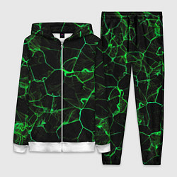 Женский 3D-костюм Абстракция - Черно-зеленый фон - дым, цвет: 3D-белый