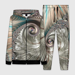 Женский 3D-костюм Fractal pattern Spiral Серебристый фрактал спираль, цвет: 3D-черный