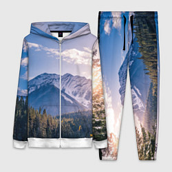 Женский 3D-костюм Горы Лес Солнце, цвет: 3D-белый