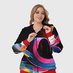 Женский 3D-костюм Разноцветный мазки краски Абстракция Multicolored, цвет: 3D-красный — фото 2