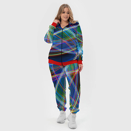 Женский костюм Разноцветные неоновые линии Абстракция Multicolore / 3D-Красный – фото 4