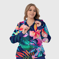 Женский 3D-костюм Яркие тропические цветы Лето, цвет: 3D-синий — фото 2