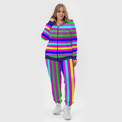 Женский 3D-костюм Multicolored neon bright stripes, цвет: 3D-синий — фото 2