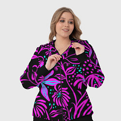 Женский 3D-костюм Purple flowers pattern, цвет: 3D-черный — фото 2