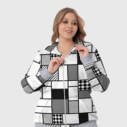 Женский 3D-костюм Черно белый геометрический скандинавский узор, цвет: 3D-меланж — фото 2