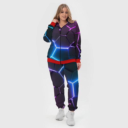 Женский костюм Фиолетовый градиент - неоновые геометрические плит / 3D-Красный – фото 4