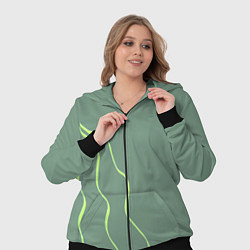 Женский 3D-костюм Абстрактные зеленые линии на фоне цвета хаки, цвет: 3D-черный — фото 2