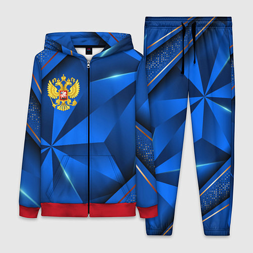 Женский костюм Герб РФ на синем объемном фоне / 3D-Красный – фото 1