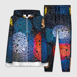 Женский 3D-костюм Разноцветные огни сквозь дождевое стекло, цвет: 3D-белый