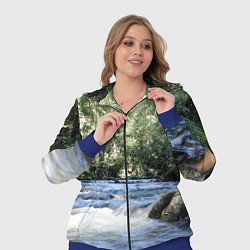 Женский 3D-костюм Течёт река в лесу, цвет: 3D-синий — фото 2