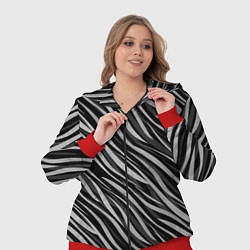Женский 3D-костюм Полосатый черно-серый узор Зебра, цвет: 3D-красный — фото 2