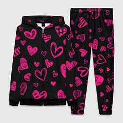 Женский 3D-костюм Розовые сердца, цвет: 3D-черный