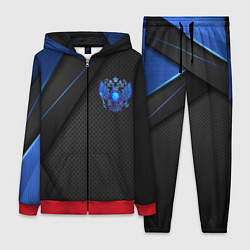 Женский 3D-костюм Черно-синий герб России, цвет: 3D-красный