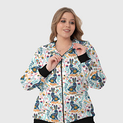 Женский 3D-костюм Новогодний паттерн - Кролики и веточки, цвет: 3D-черный — фото 2