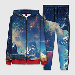 Женский 3D-костюм Горы и бескрайний космос, цвет: 3D-красный