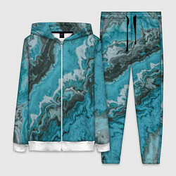 Женский 3D-костюм Тёмно-синие разливающиеся краски, цвет: 3D-белый