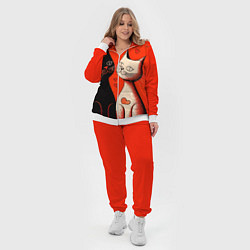 Женский 3D-костюм Влюблённые кошки на красном фоне, цвет: 3D-белый — фото 2