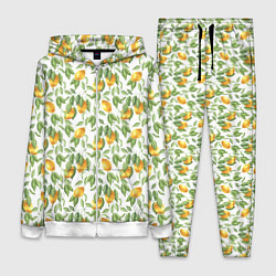 Женский 3D-костюм Лимоны на ветках - паттерн, цвет: 3D-белый