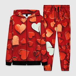 Женский 3D-костюм Красные сердца на красном фоне, цвет: 3D-черный