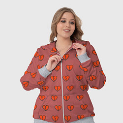 Женский 3D-костюм Разбитые сердца на бордовом фоне, цвет: 3D-меланж — фото 2