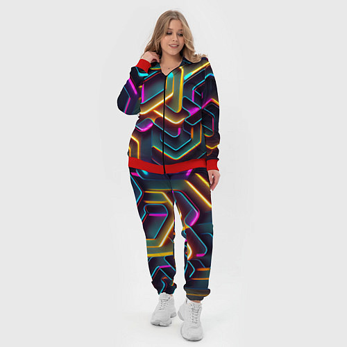 Женский костюм Неоновый узор на стене / 3D-Красный – фото 4