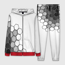 Женский 3D-костюм Серые соты абстракция, цвет: 3D-красный