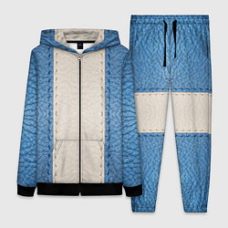 Женский 3D-костюм Кожа синяя белая, цвет: 3D-черный