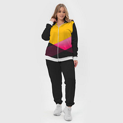 Женский 3D-костюм Желто-розовый дизайн на черном фоне, цвет: 3D-белый — фото 2