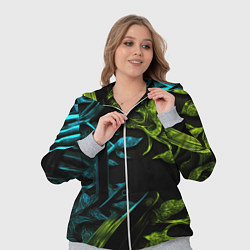 Женский 3D-костюм Зеленые и синие абстрактные листья, цвет: 3D-меланж — фото 2