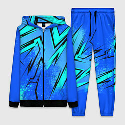 Женский 3D-костюм Sport uniform - синие брызки, цвет: 3D-черный