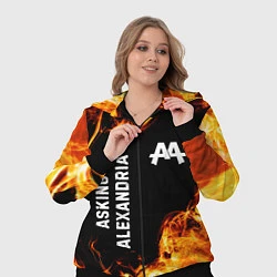 Женский 3D-костюм Asking Alexandria и пылающий огонь, цвет: 3D-черный — фото 2