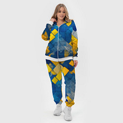 Женский 3D-костюм Синяя и жёлтая геометрия, цвет: 3D-белый — фото 2