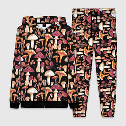 Женский 3D-костюм Грибы в сепии, цвет: 3D-черный