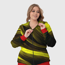 Женский 3D-костюм Черные и желтые линии, цвет: 3D-красный — фото 2