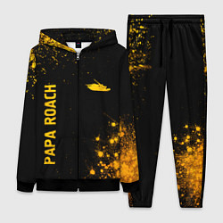 Женский 3D-костюм Papa Roach - gold gradient: надпись, символ, цвет: 3D-черный