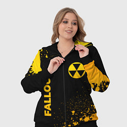 Женский 3D-костюм Fallout - gold gradient: надпись, символ, цвет: 3D-черный — фото 2