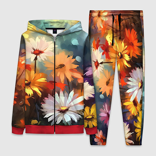 Женский костюм Маслянные ромашки / 3D-Красный – фото 1